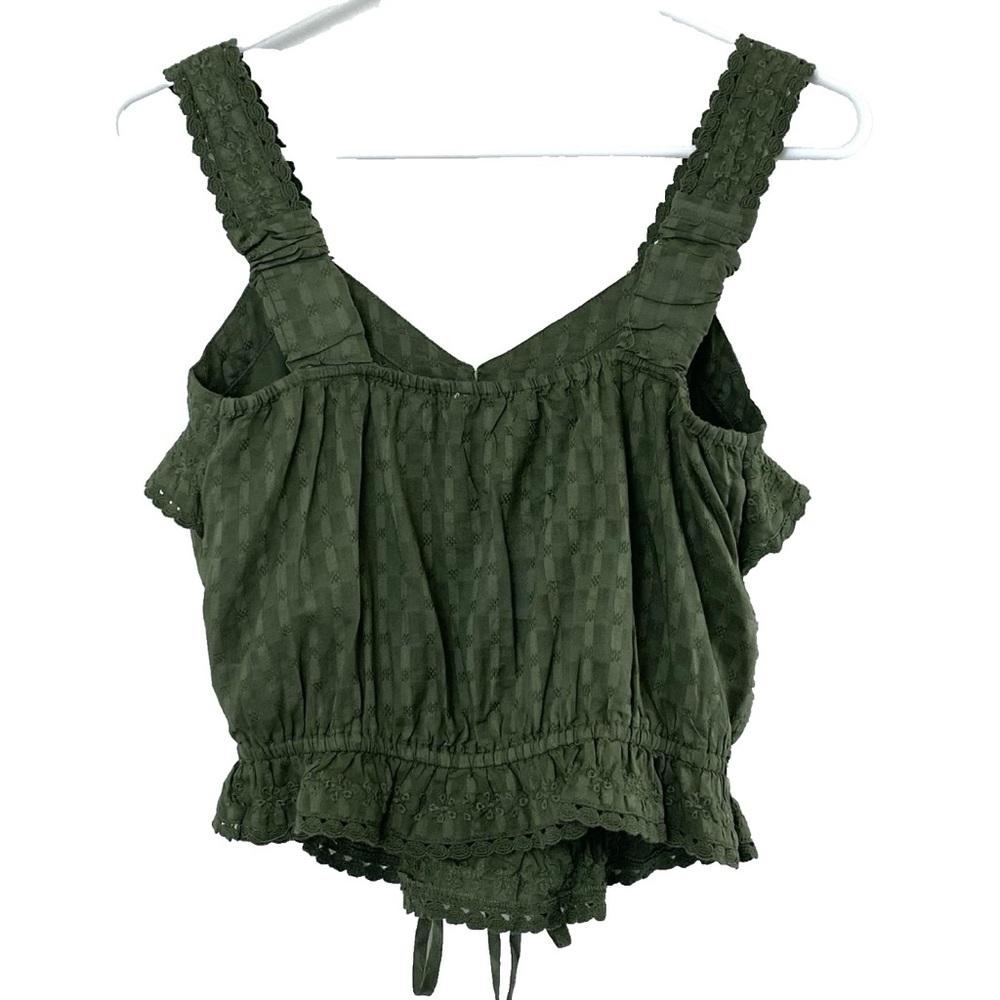 American Eagle Button Front Eyelet Lace Detail Crop Top - XS - Picture 8 of 15